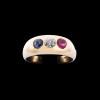 Bague jonc diamant rubis et saphir