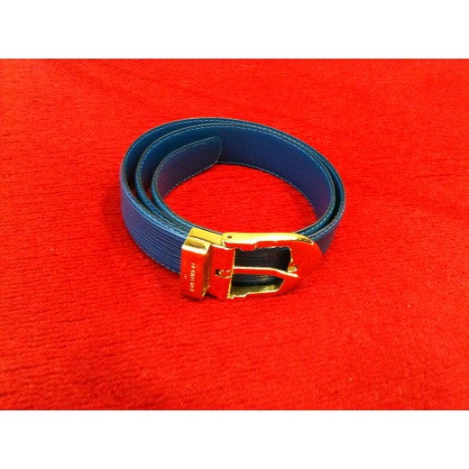 Ceinture Louis Vuitton en cuir épi bleu