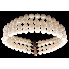 Bracelet ancien 4 rangs de perles en or