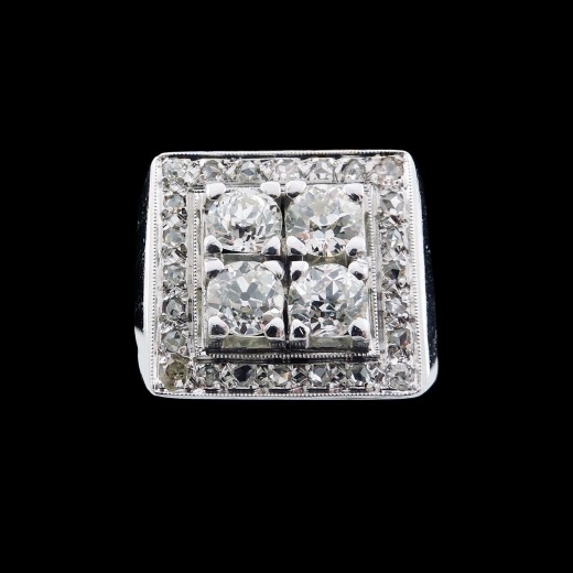 Bague ancienne rectangulaire diamants