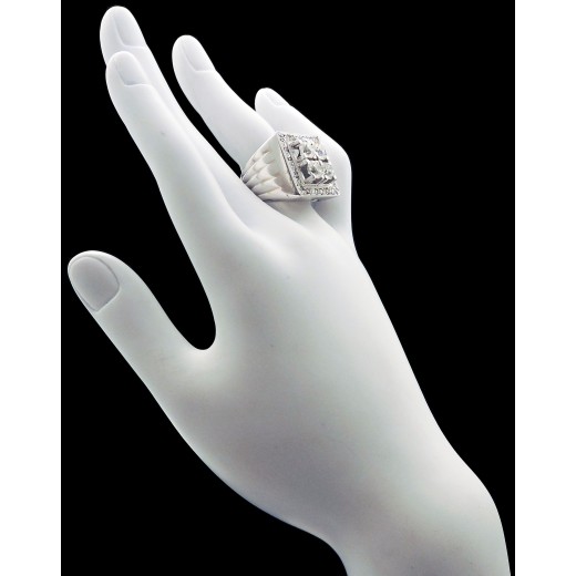 Bague ancienne rectangulaire diamants