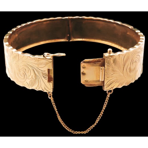 Bracelet ancien jonc filigrane en or