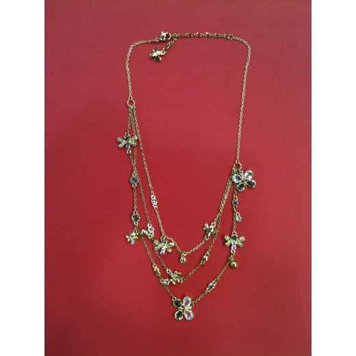 Collier Swarovski triple rang en métal doré