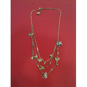 Collier Swarovski triple rang en métal doré