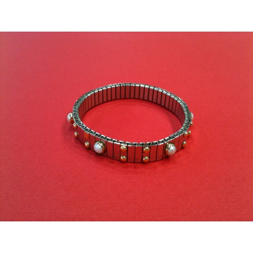 Bracelet Nomination extensible en acier, or et perles
