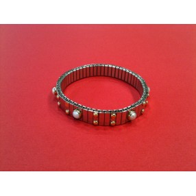 Bracelet Nomination extensible en acier, or et perles