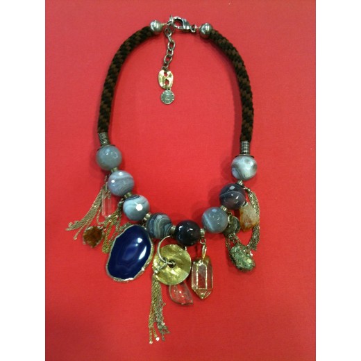 Collier Réminiscence avec agate, améthyste et quartz