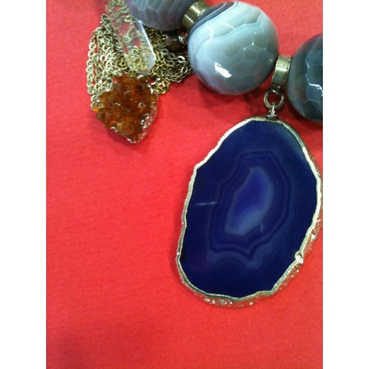 Collier Réminiscence avec agate, améthyste et quartz