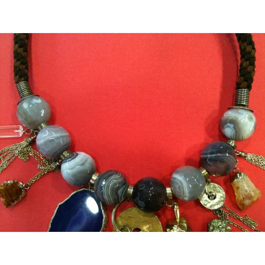 Collier Réminiscence avec agate, améthyste et quartz
