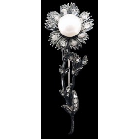 Broche ancienne Fleur or et argent