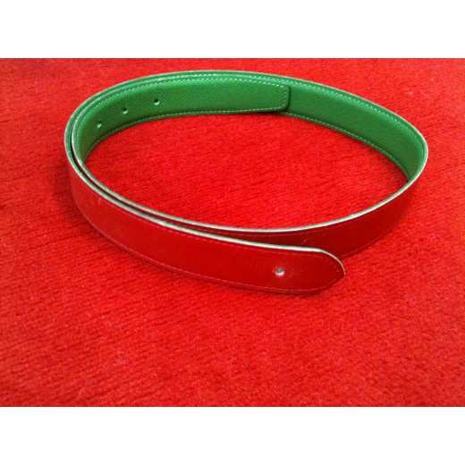 Cuir de ceinture Hermès réversible vert-rouge