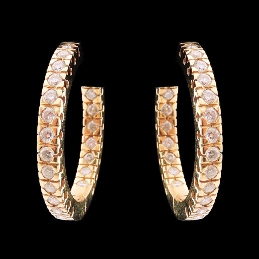 Boucles d'oreilles Créoles en or et diamants