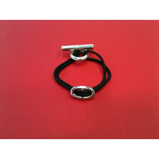 Bracelet Hermès Skipper en argent sur cordon noir