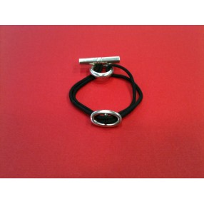 Bracelet Hermès Skipper en argent sur cordon noir