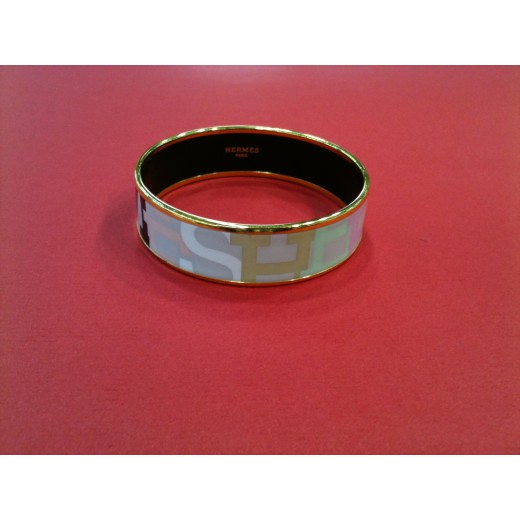 Bracelet Hermès en émail et plaqué or