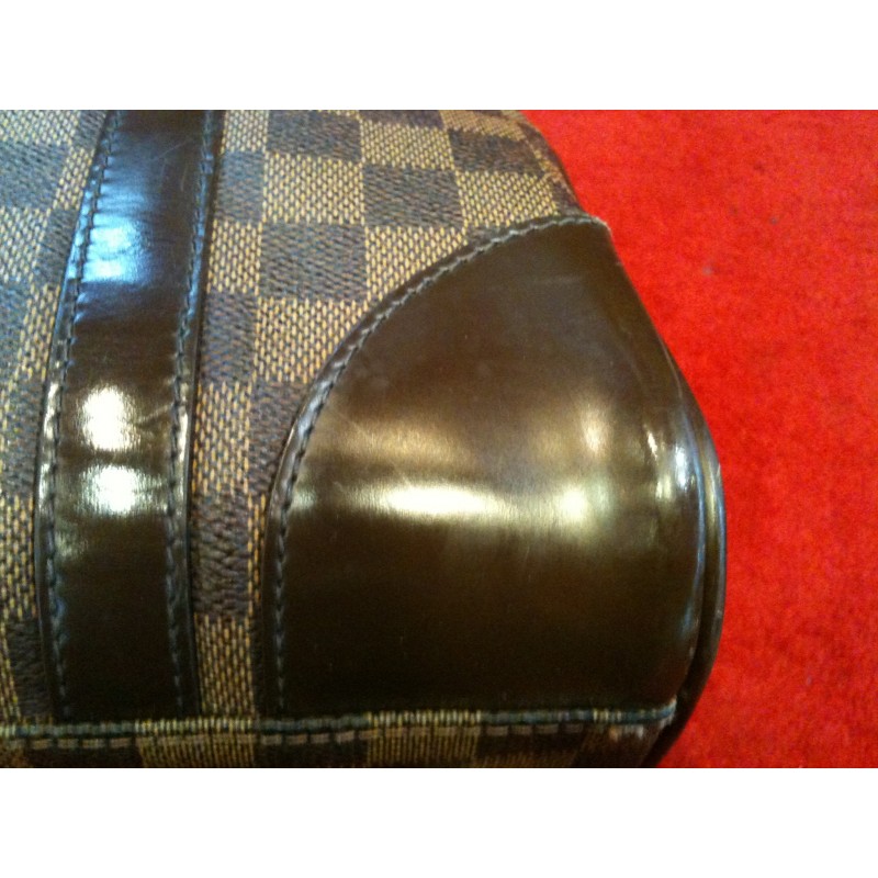 Sac à main Louis Vuitton Brea en toile damier ébène et cuir marron