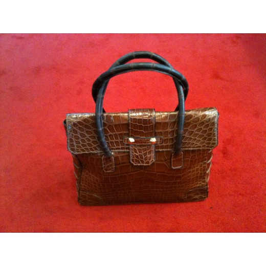 Sac Christian Dior en croco marron