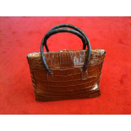 Sac Christian Dior en croco marron