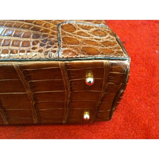 Sac Christian Dior en croco marron