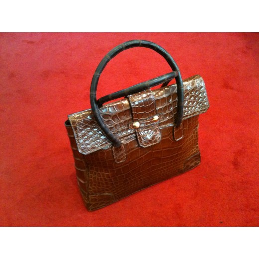 Sac Christian Dior en croco marron