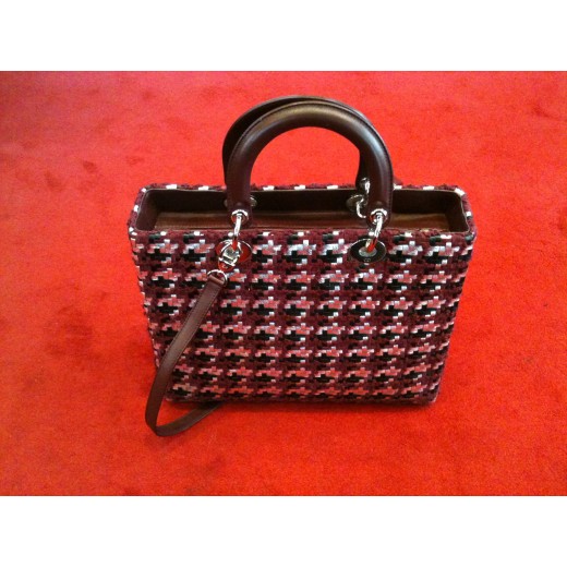 Sac Dior Diorissimo en tissu et cuir prune