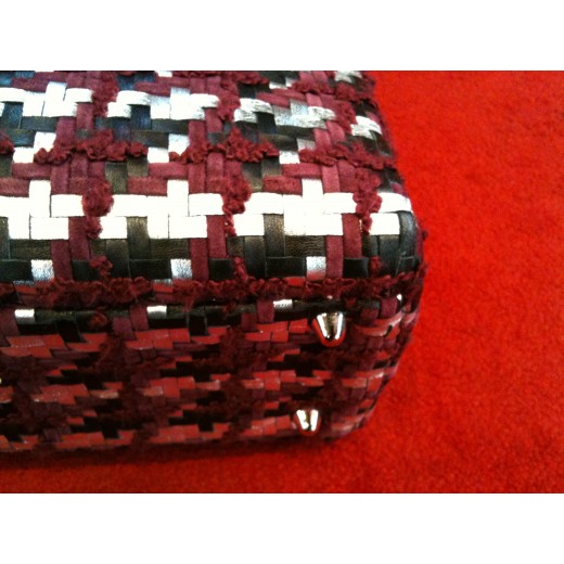 Sac Dior Diorissimo en tissu et cuir prune