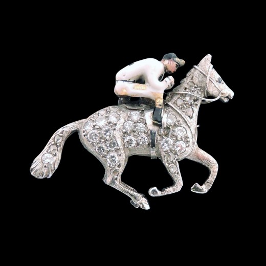 Broche ancienne Jockey diamants