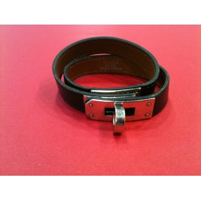 Bracelet Hermès Kelly Double tour en cuir marron