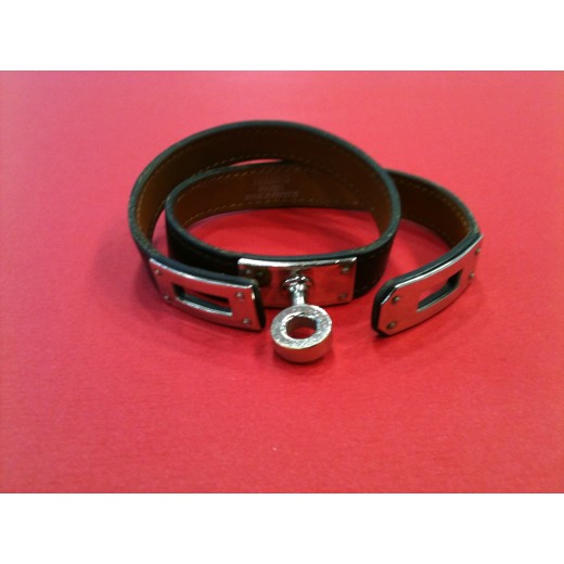 Bracelet Hermès Kelly Double tour en cuir marron