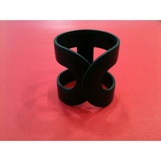 Bracelet Hermès Ano en cuir noir