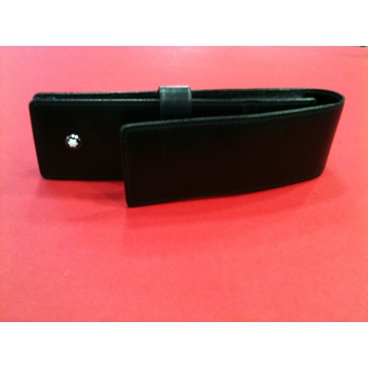 Etui 2 stylos Montbmanc Meisterstück en cuir noir