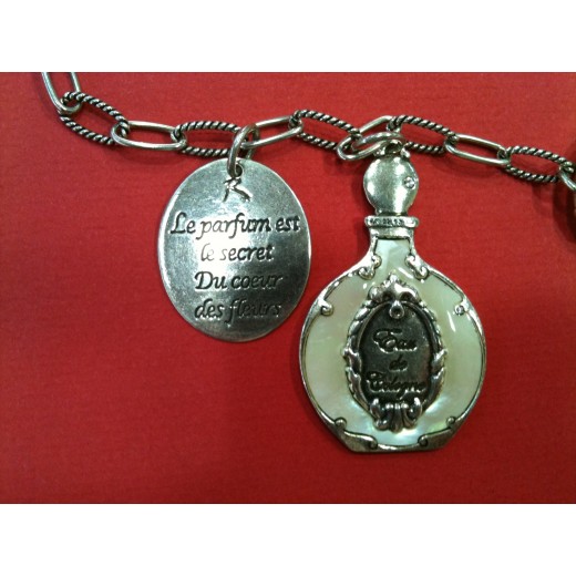 Pendentif Ancien Métal Argenté Avec Chaîne – Début 1900, Superbe état