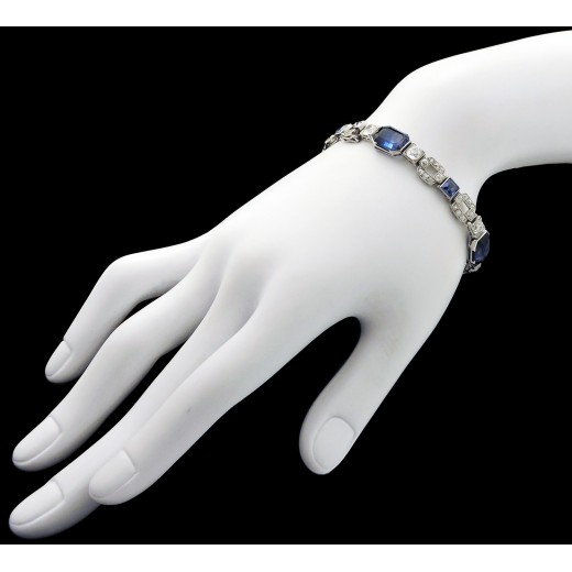 Bracelet ligne saphirs et diamants