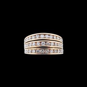 Bague moderne trois rangs diamants