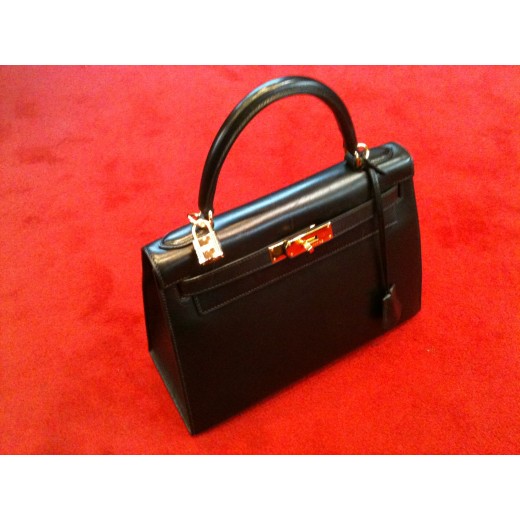 Sac Hermès Kelly 30 en cuir noir
