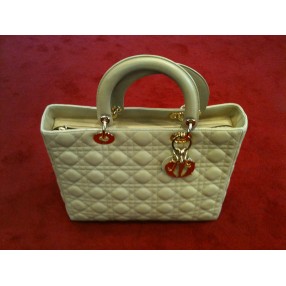 Sac Dior Lady Dior GM en agneau beige