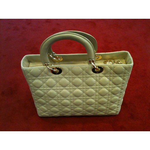 Sac Dior Lady Dior GM en agneau beige