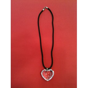 Pendentif Baccarat Coeur transparent sur cordon noir