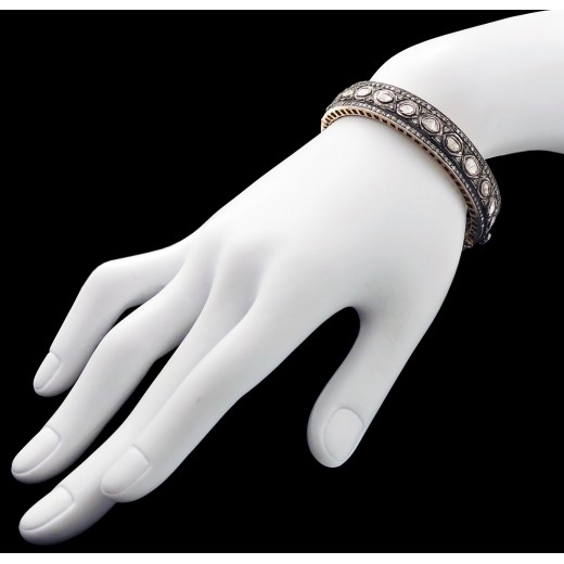 Bracelet ancien demi jonc diamants
