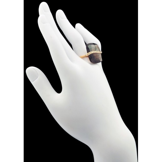 Bague quartz fumé et diamants