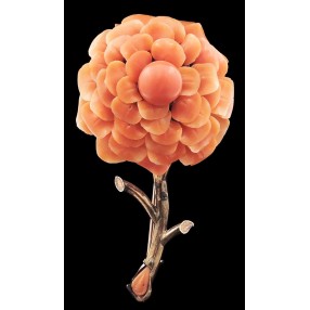 Broche Fleur or et corail