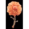 Broche Fleur or et corail