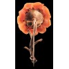 Broche Fleur or et corail