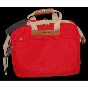 Sac ordinateur LANCEL tissus couleur rouge en vente chez CBBO Bordeaux