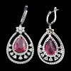 Boucles d'oreilles pendantes Diamants et Rubis