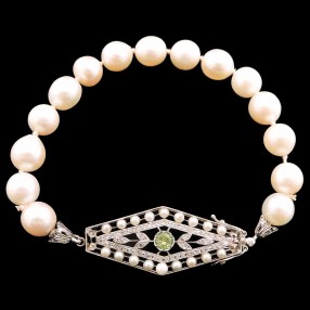 Bracelet de perles en or, platine et diamants