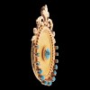 Pendentif porte photo en or et turquoises