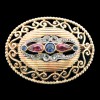 Broche ancienne deux ors, saphirs et diamants