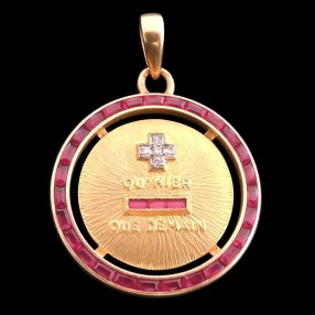 Médaille d'amour moderne rubis diamants