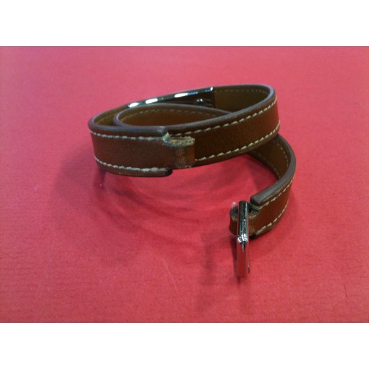 Bracelet Hermès Rivale Double tour en cuir fauve